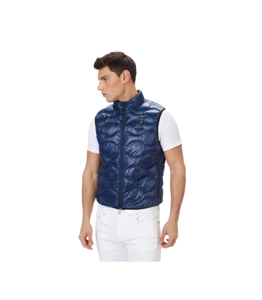 Uomo Blauer Gilet | Gilet Uomo Blauer