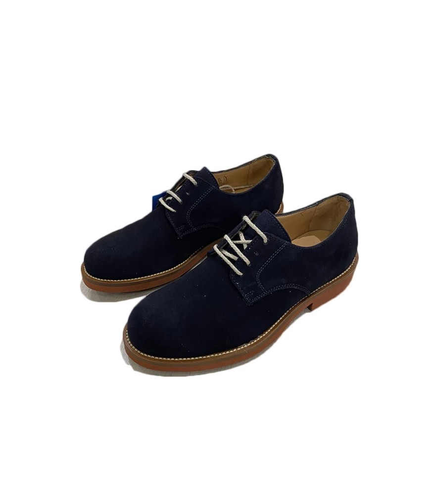 Uomo Soldini Scarpe Formali | Scarpe Derby Uomo Soldini Liscio Suola In Gomma Colore Blu - 20795Vv87