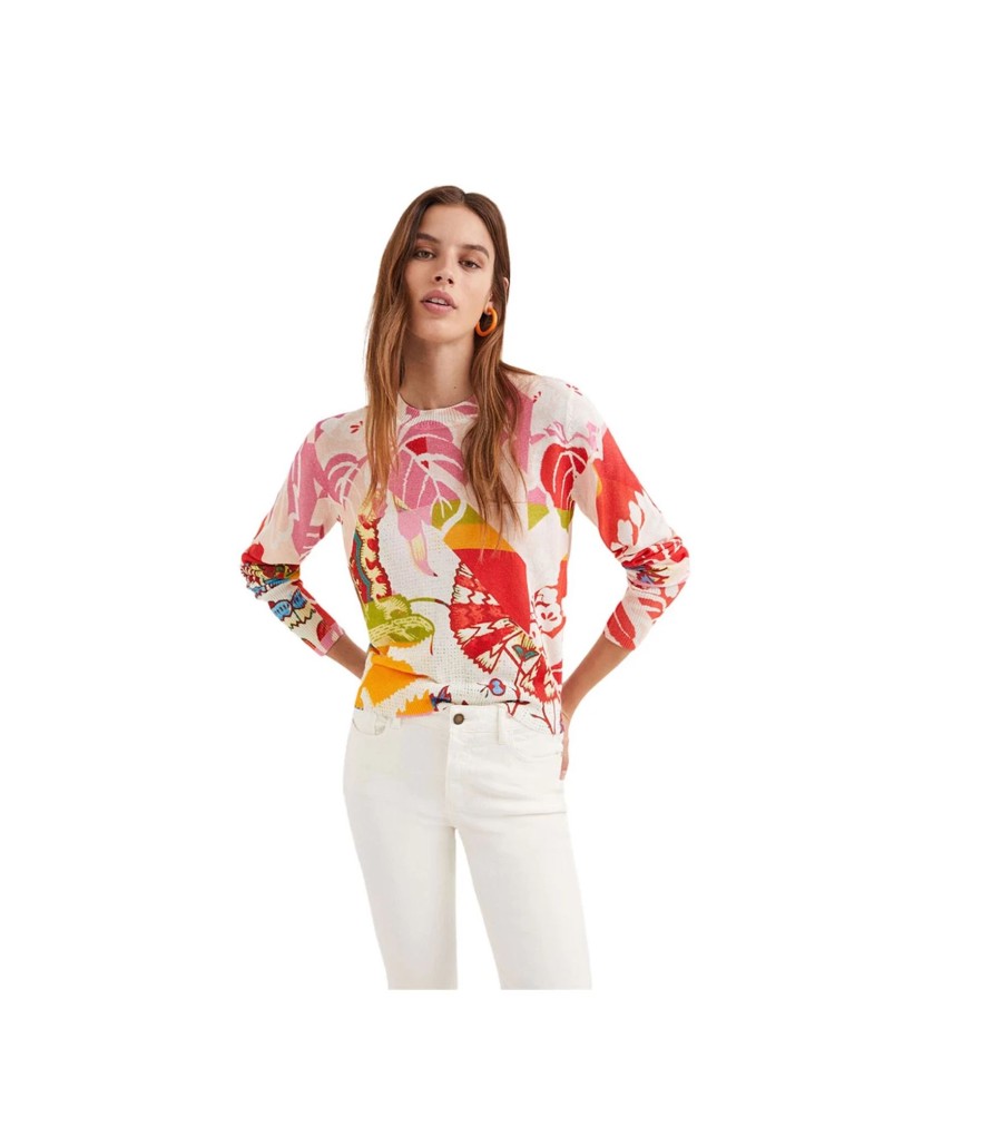 Donna Desigual Maglieria | Maglia Donna Desigual Stampa Tropicale