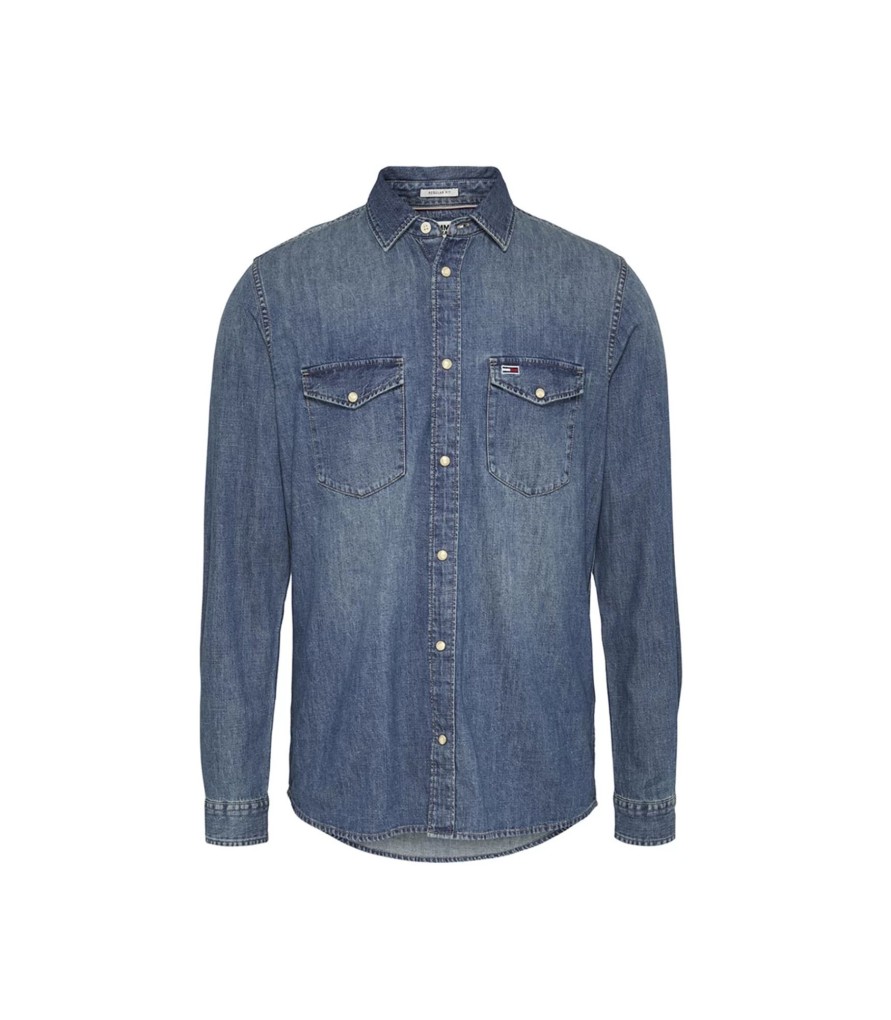 Uomo Tommy Jeans Camicie | Camicia Di Jeans Uomo Tommy Jeans