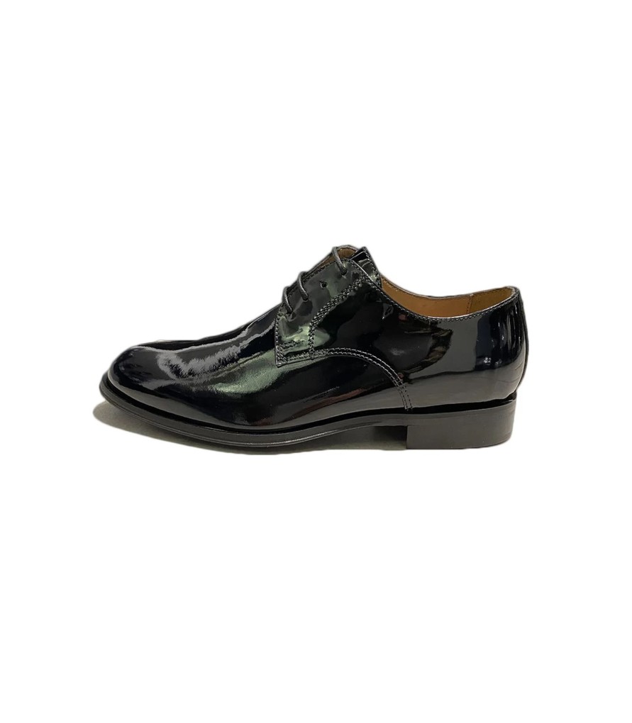 Uomo Soldini Scarpe Formali | Scarpe Uomo Soldini Derby Lucida Stringata Suola In Gomma Colore Nero - 22045Nvb8