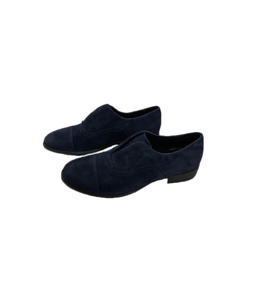 Uomo Soldini Slip On | Scarpa Slip On Uomo Soldini Francesina Suola In Gomma Colore Blu - 19765Rs67B