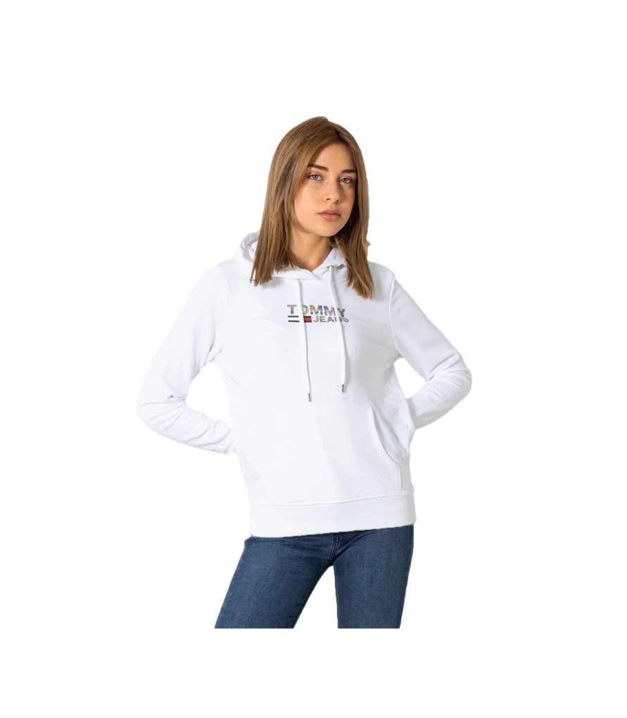 Donna Tommy Jeans Felpe | Felpa Donna Con Cappuccio Tommy Jeans