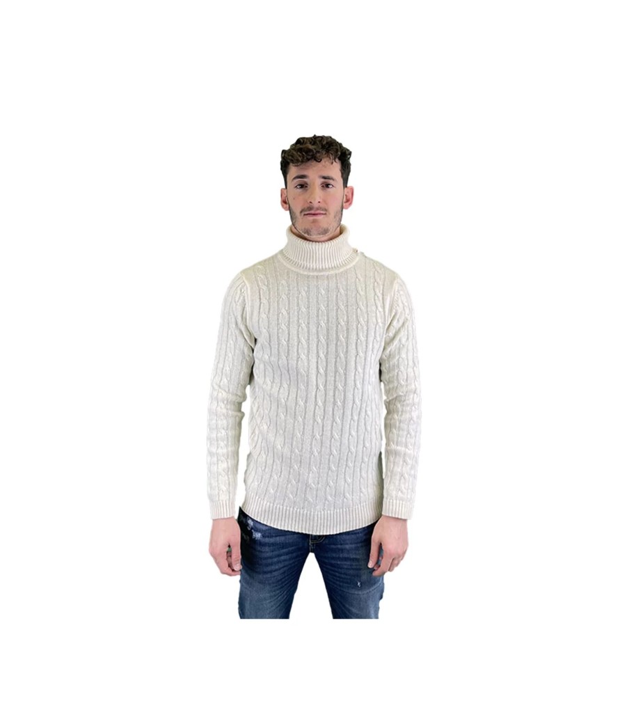 Uomo Ellemme Maglieria | Maglione A Collo Alto A Trecce Uomo Ellemme