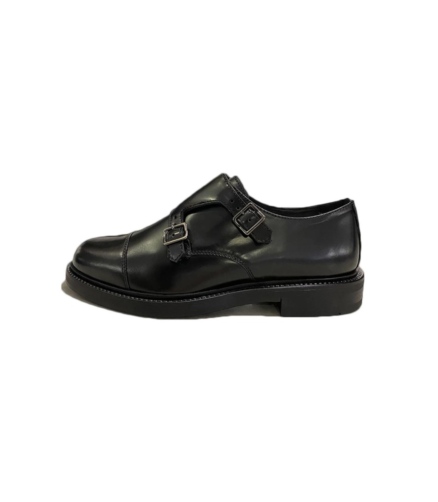 Uomo Soldini Scarpe Formali | Doppia Fibbia Uomo Soldini In Pelle Colore Nero - 19281L091