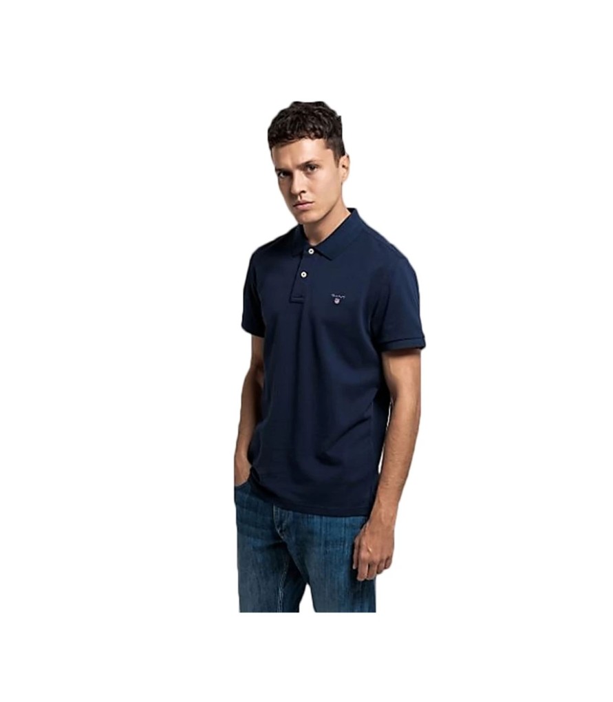 Uomo Gant T-Shirt & Polo | Polo Uomo Gant In Piquet Extra Taglie