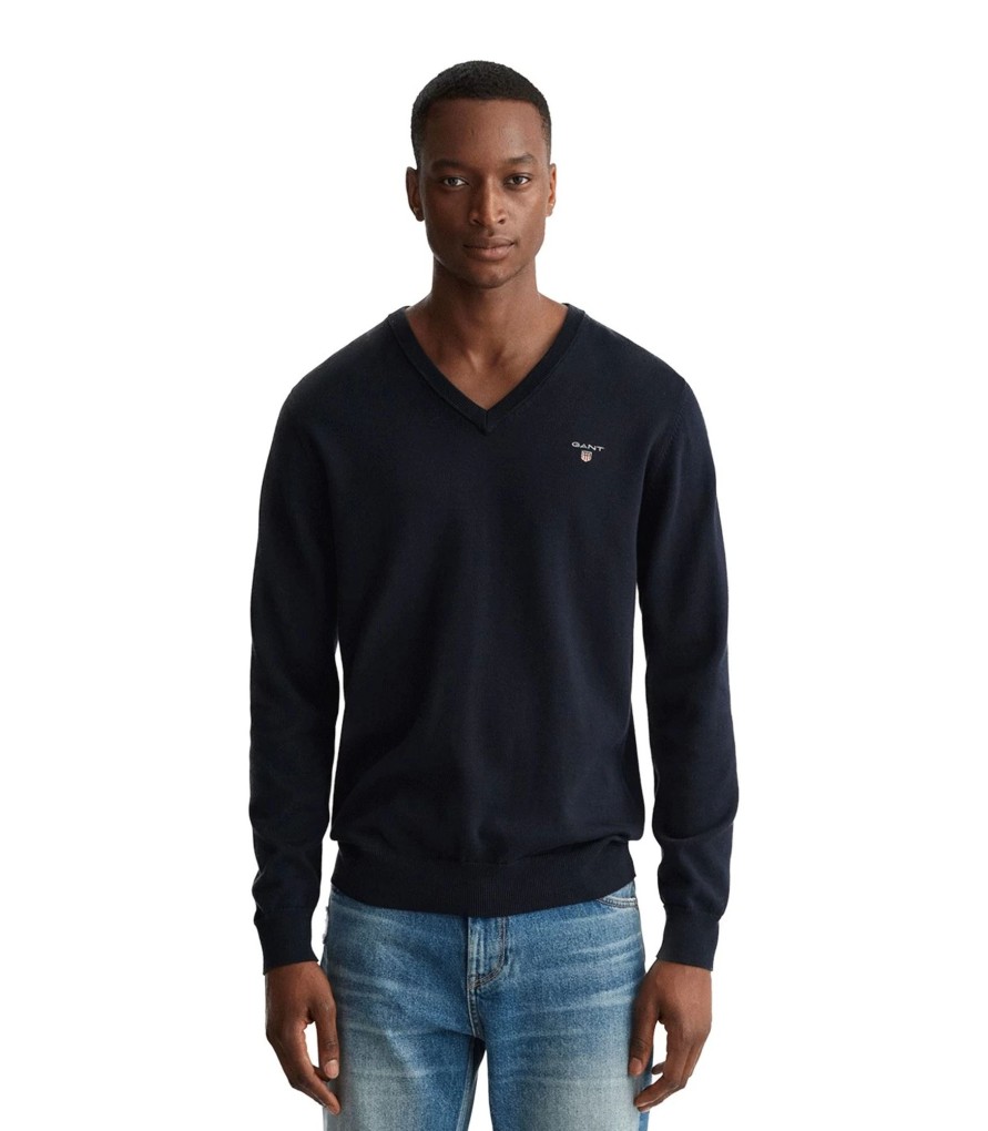 Uomo Gant Maglieria | Pullover In Cotone Uomo Gant