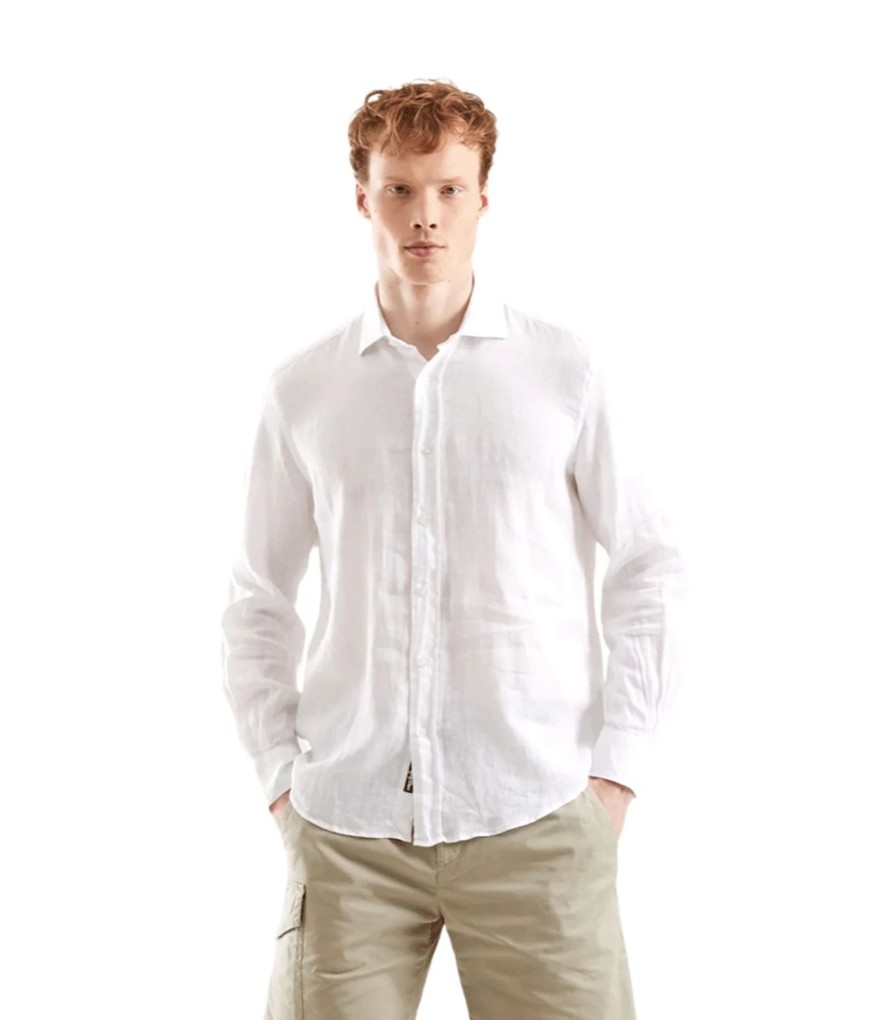 Uomo Refrigiwear Camicie | Camicia In Lino Uomo Refrigiwear