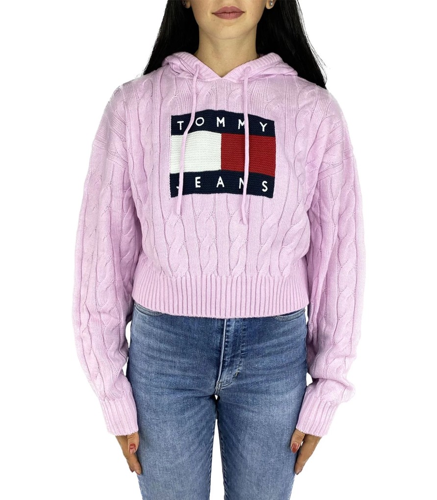 Donna Tommy Jeans Maglieria | Maglione Donna Crop Tommy Jeans