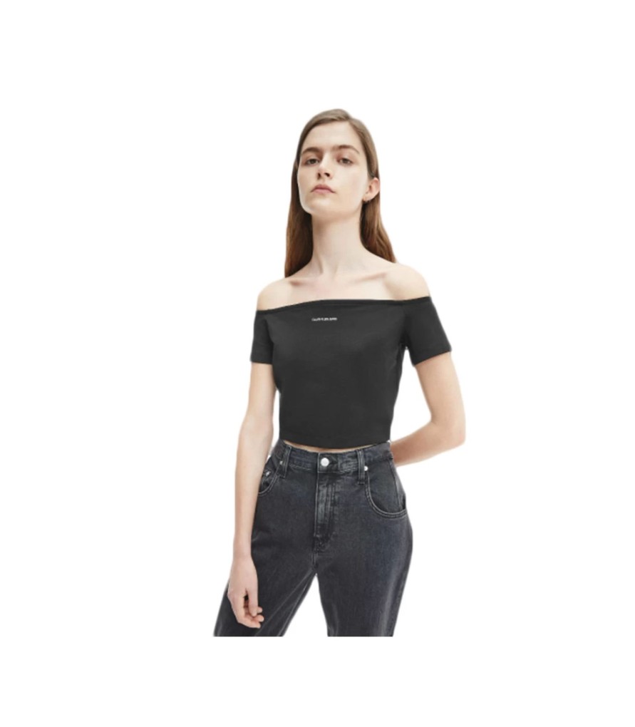 Donna Calvin Klein T-Shirt & Canotte | Top Donna Con Spalle Scoperte In Jersey Calvin Klein