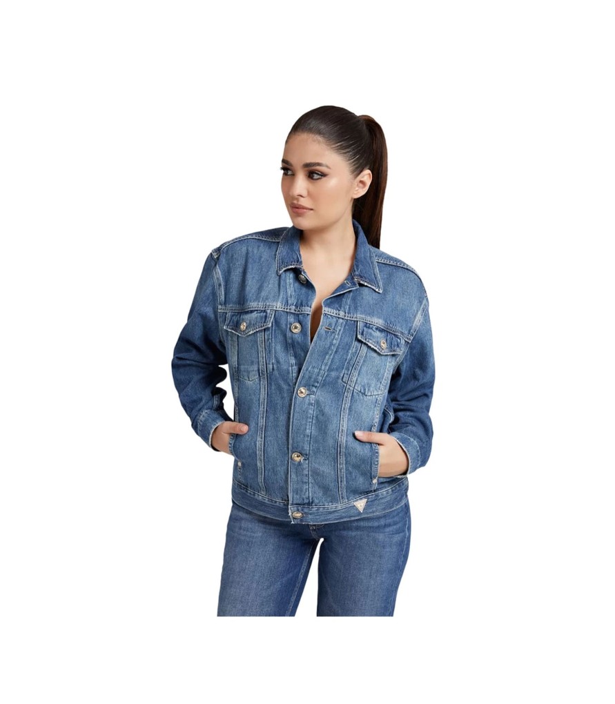 Donna Guess Cappotti E Giacche | Giacca Di Jeans Donna Guess