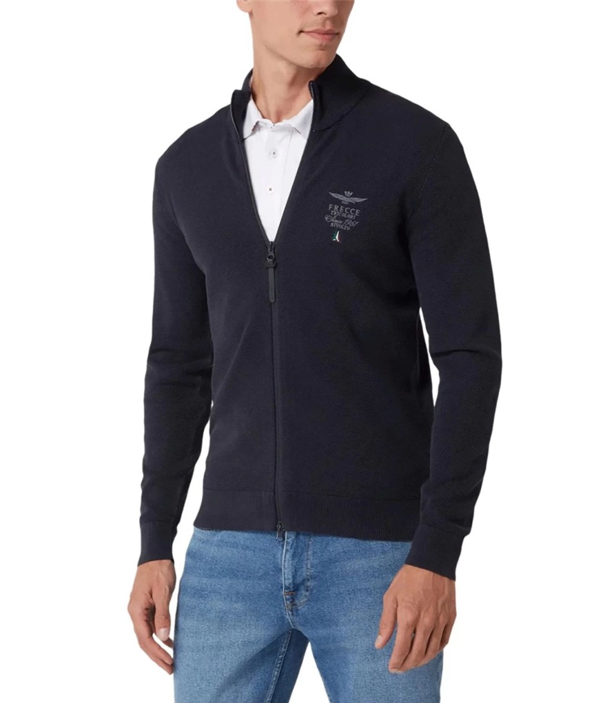 Uomo Aeronautica Militare Maglieria | Maglia Full Zip Uomo Aeronautica Militare