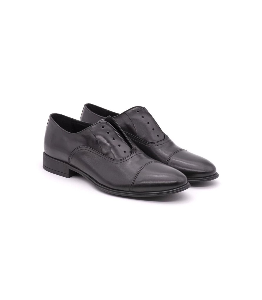 Uomo Soldini Scarpe Formali | Scarpa Slip On Uomo Soldini Francesina Suola In Gomma Colore Nero - 19765Rs67