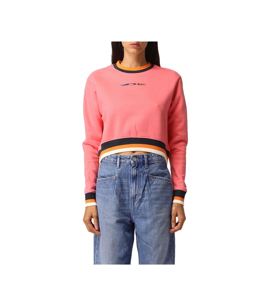 Donna Tommy Jeans Felpe | Felpa Donna Crop Tommy Jeans