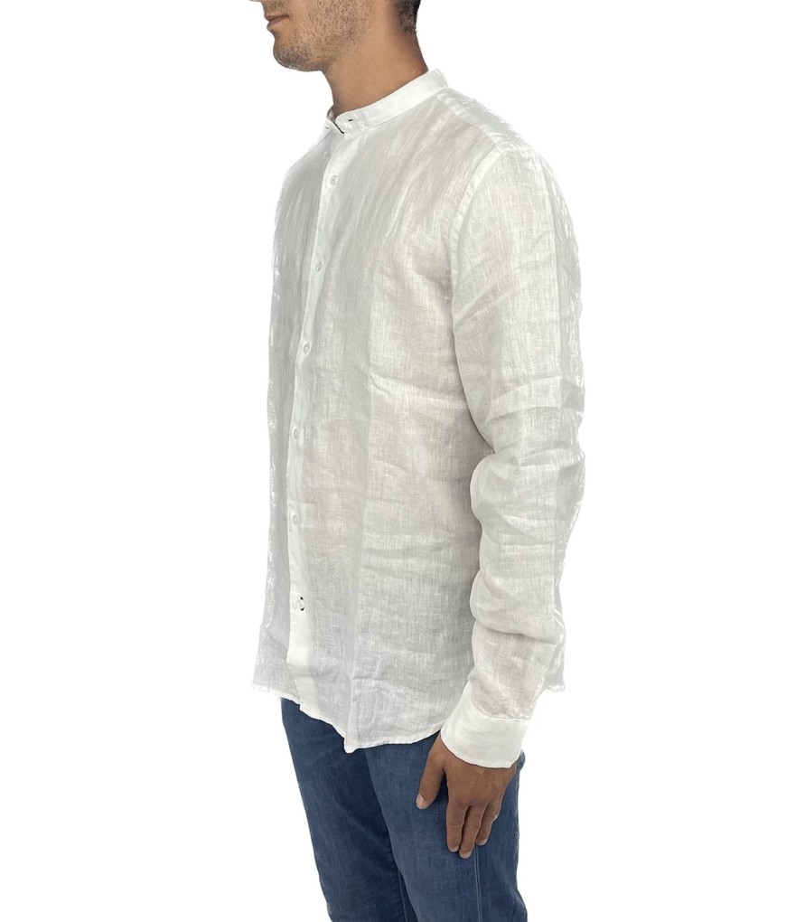 Uomo Union Clothing Camicie | Camicia In Lino Collo Alla Coreana Union