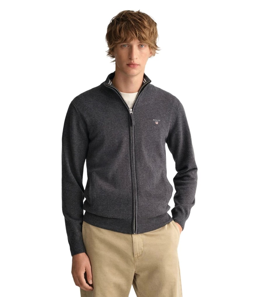 Uomo Gant Maglieria | Cardigan Full Zip Da Uomo Gant