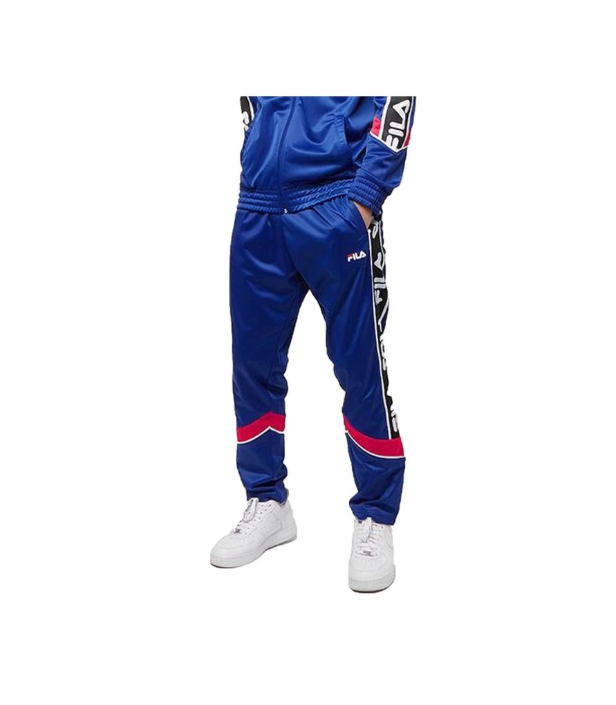 Uomo Fila Tute Sportive | Pantalone Tuta Uomo Fila Ted Con Strisce Colore Blu - 687707A486