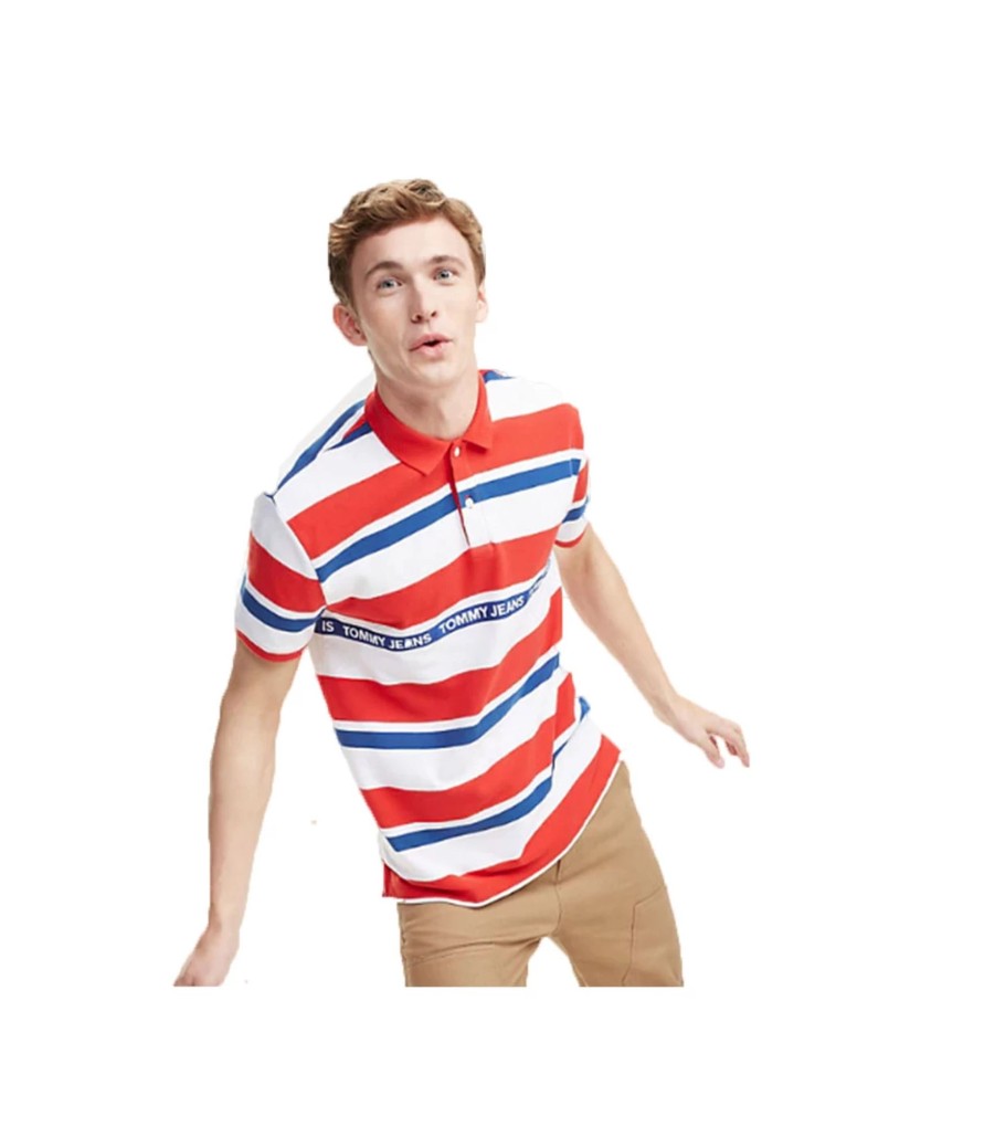 Uomo Tommy Jeans T-Shirt & Polo | Polo Uomo Tommy Hilfiger Colore Flame Scarlet Multi - Dm0Dm06023