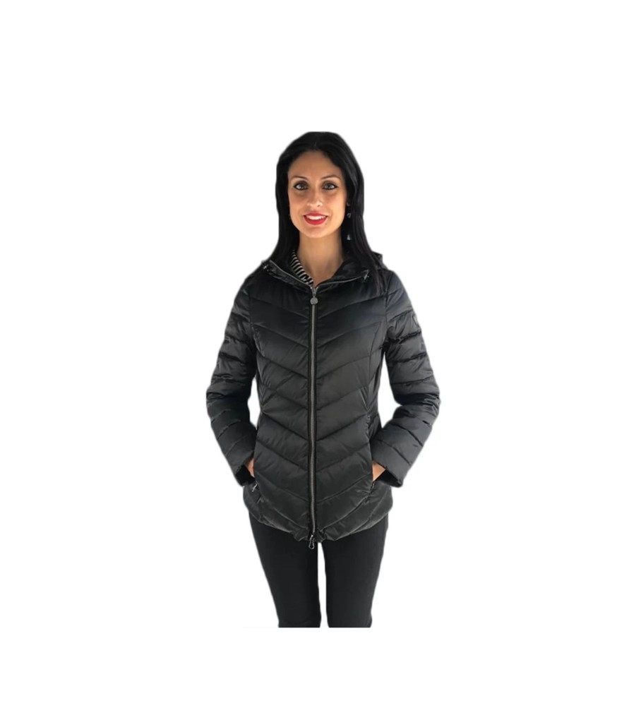 Donna EA7 Emporio Armani Giubbotti | Piumino Donna Emporio Armani Tessuto Wind Proof Shiny Colore Nero - 6Gtb19Tn05Z1200