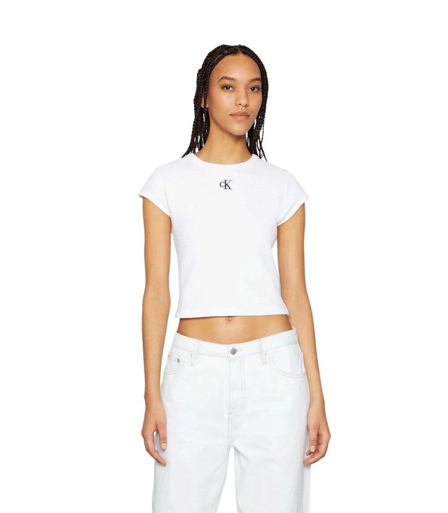 Donna Calvin Klein T-Shirt & Canotte | T-Shirt Seersucker Donna Calvin Klein